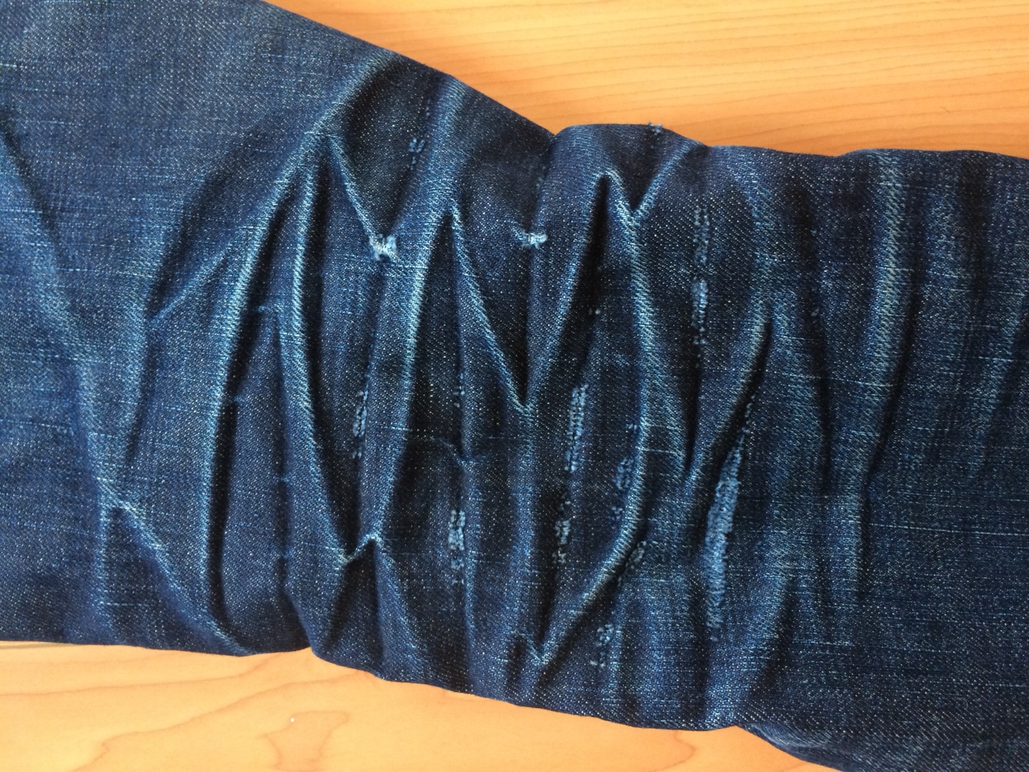 Faded jeans, back of the knee