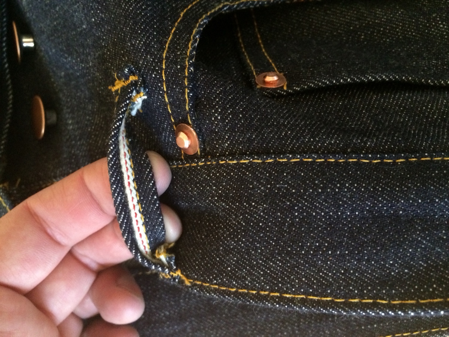 Belt loop and selvedge detail